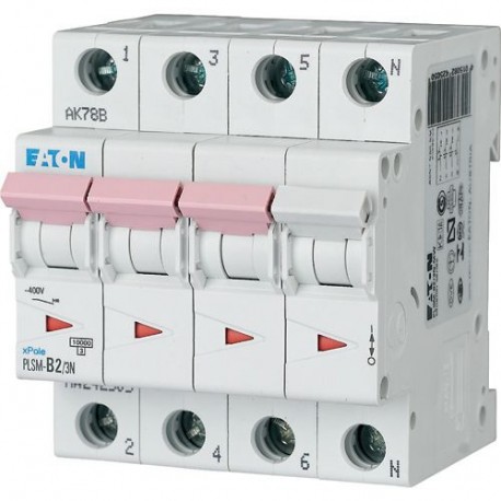 EATON - MOELLER PLSM-B2/3N-MW PLSM-B2/3N-MW 242505 EATON ELECTRIC Over current switch, 2A, 3pole+N, type B characteristic
