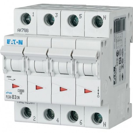EATON - MOELLER PLSM-B3/3N-MW PLSM-B3/3N-MW 242507 EATON ELECTRIC Over current switch, 3A, 3pole+N, type B characteristic