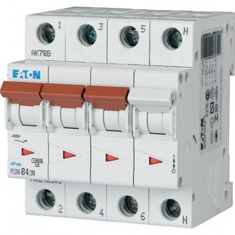EATON - MOELLER PLSM-B4/3N-MW PLSM-B4/3N-MW 242509 EATON ELECTRIC Over current switch, 4A, 3pole+N, type B characteristic