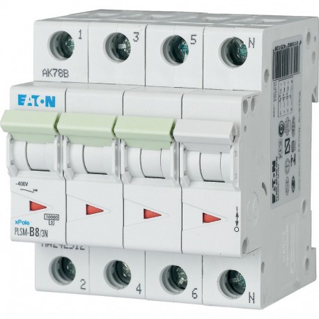 Eaton-moeller PLSM-B8/3N-MW EATON ELECTRIC Over current switch, 8A, 3pole+N, type B characteristic