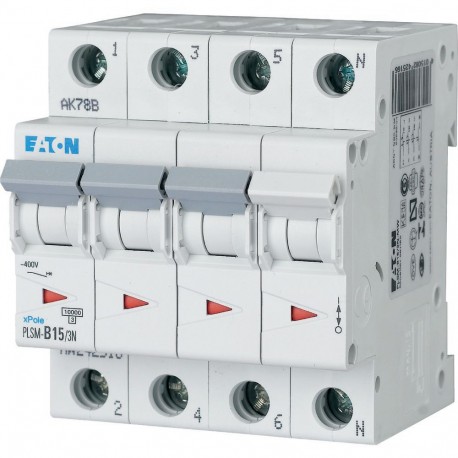 EATON - MOELLER PLSM-B15/3N-MW PLSM-B15/3N-MW 242516 EATON ELECTRIC Over current switch, 15A, 3pole+N, type B characteristic