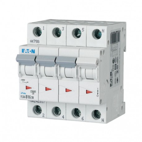 Eaton-moeller PLSM-B16/3N-MW Y7-242517 EATON ELECTRIC Over current switch, 16A, 3pole+N, type B characteristic