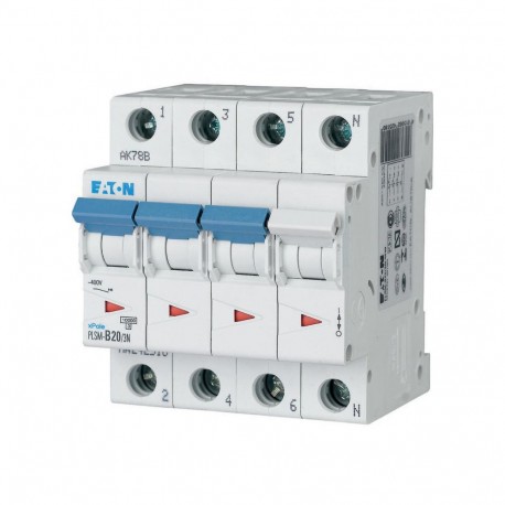 EATON - MOELLER PLSM-B20/3N-MW PLSM-B20/3N-MW 242518 Y7-242518 EATON ELECTRIC Over current switch, 20A, 3pole+N, type B characteristic