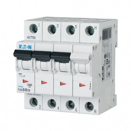 EATON - MOELLER PLSM-B40/3N-MW PLSM-B40/3N-MW 242521 Y7-242521 EATON ELECTRIC Over current switch, 40A, 3pole+N, type B characteristic