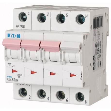 EATON - MOELLER PLSM-C2/3N-MW PLSM-C2/3N-MW 242531 EATON ELECTRIC Over current switch, 2A, 3pole+N, type C characteristic