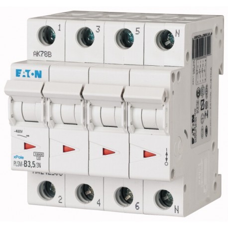 EATON - MOELLER PLSM-C3,5/3N-MW PLSM-C3,5/3N-MW 242534 EATON ELECTRIC Over current switch, 3, 5 A, 3pole+N, type C characteristic