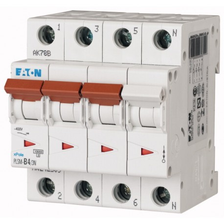 EATON - MOELLER PLSM-C4/3N-MW PLSM-C4/3N-MW 242535 EATON ELECTRIC Miniature circuit breaker (MCB), 4A, 3pole+N, type C characteristic