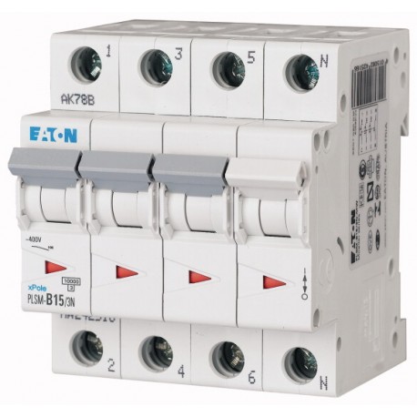 Eaton-moeller PLSM-C15/3N-MW EATON ELECTRIC Over current switch, 15A, 3pole+N, type C characteristic