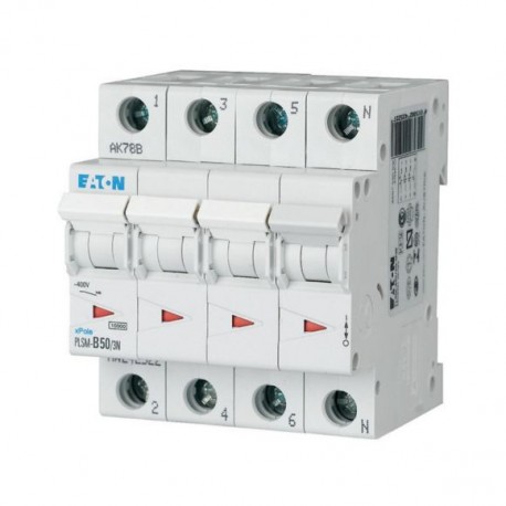 EATON - MOELLER PLSM-C50/3N-MW PLSM-C50/3N-MW 242548 Y7-242548 EATON ELECTRIC Over current switch, 50A, 3pole+N, type C characteristic