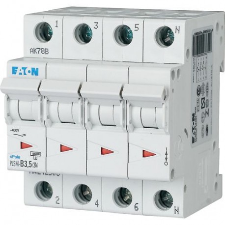 Eaton-moeller PLSM-D3,5/3N-MW EATON ELECTRIC Over current switch, 3, 5 A, 3pole+N, type D characteristic