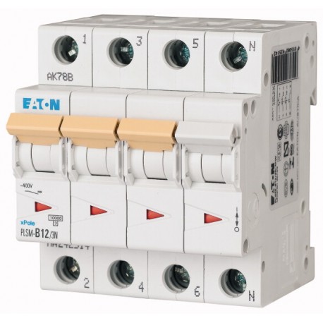 Eaton-moeller PLSM-D12/3N-MW EATON ELECTRIC Over current switch, 12A, 3pole+N, type D characteristic