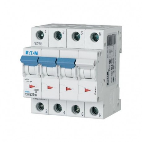 EATON - MOELLER PLSM-D20/3N-MW PLSM-D20/3N-MW 242567 Y7-242567 EATON ELECTRIC Over current switch, 20A, 3pole+N, type D characteristic