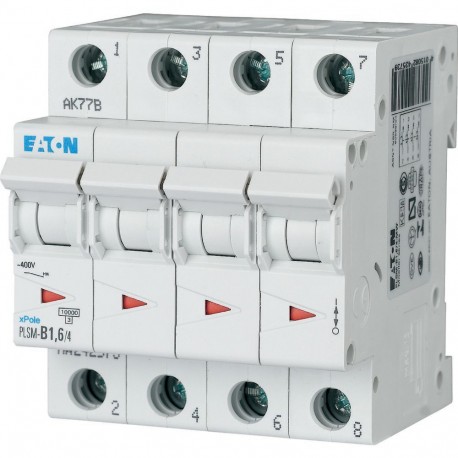 EATON - MOELLER PLSM-B1,6/4-MW PLSM-B1,6/4-MW 242573 EATON ELECTRIC Over current switch, 1, 6 A, 4 p, type B characteristic