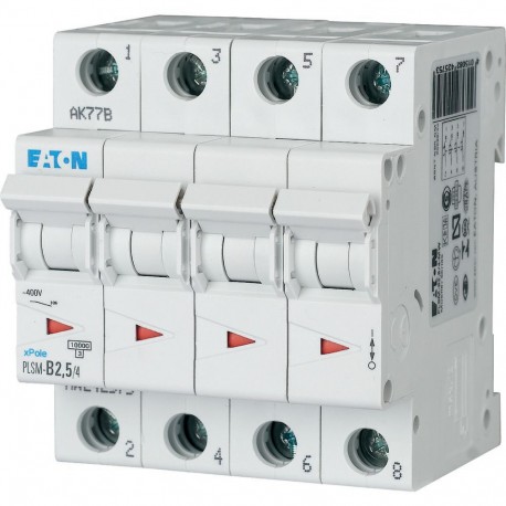 Eaton-moeller PLSM-B2,5/4-MW EATON ELECTRIC Over current switch, 2, 5 A, 4 p, type B characteristic