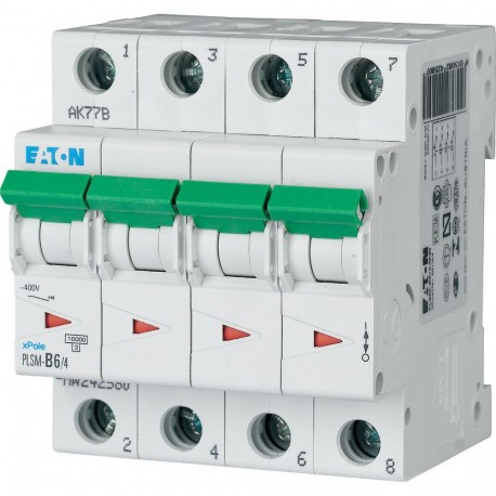 EATON - MOELLER PLSM-B6/4-MW PLSM-B6/4-MW 242580 Y7-242580 EATON ELECTRIC Over current switch, 6A, 4p, type B characteristic