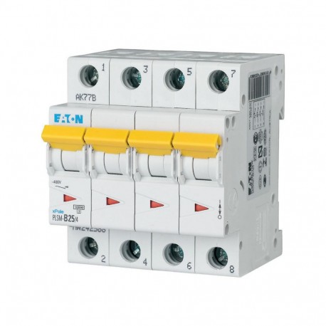 EATON - MOELLER PLSM-B25/4-MW PLSM-B25/4-MW 242588 Y7-242588 EATON ELECTRIC Over current switch, 25A, 4p, type B characteristic