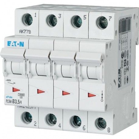 Eaton-moeller PLSM-C3,5/4-MW EATON ELECTRIC Over current switch, 3, 5 A, 4 p, type C characteristic