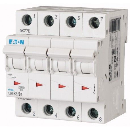 EATON - MOELLER PLSM-D3,5/4-MW PLSM-D3,5/4-MW 242626 EATON ELECTRIC Over current switch, 3, 5 A, 4 p, type D characteristic