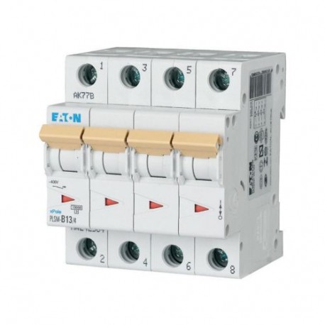 EATON - MOELLER PLSM-D13/4-MW PLSM-D13/4-MW 242633 Y7-242633 EATON ELECTRIC Over current switch, 13A, 4p, type D characteristic