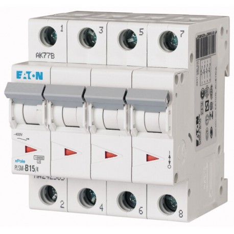 EATON - MOELLER PLSM-D15/4-MW PLSM-D15/4-MW 242634 EATON ELECTRIC Over current switch, 15A, 4 p, type D characteristic