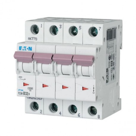 EATON - MOELLER PLSM-D32/4-MW PLSM-D32/4-MW 242638 Y7-242638 EATON ELECTRIC Over current switch, 32A, 4p, type D characteristic