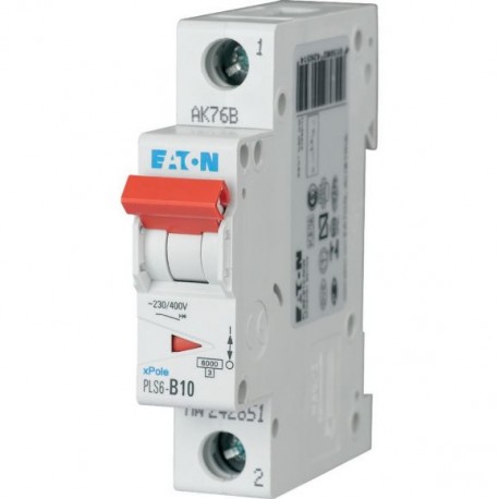 Eaton-moeller PLS6-B10-MW Y7-242651 EATON ELECTRIC Over current switch, 10A, 1p, type B characteristic