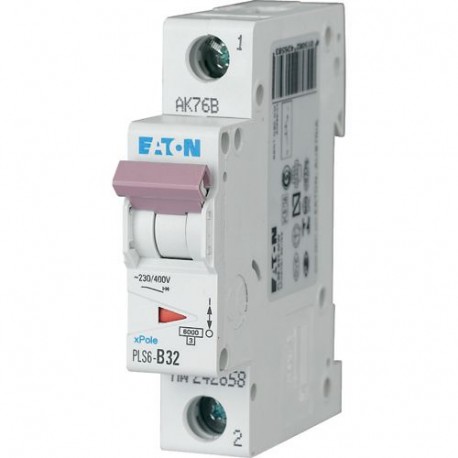 Eaton-moeller PLS6-B32-MW Y7-242658 EATON ELECTRIC Over current switch, 32A, 1p, type B characteristic