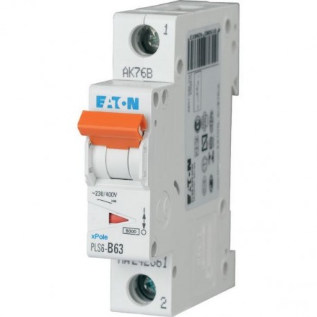 Eaton-moeller PLS6-C63-MW Y7-242687 EATON ELECTRIC Over current switch, 63A, 1p, type C characteristic