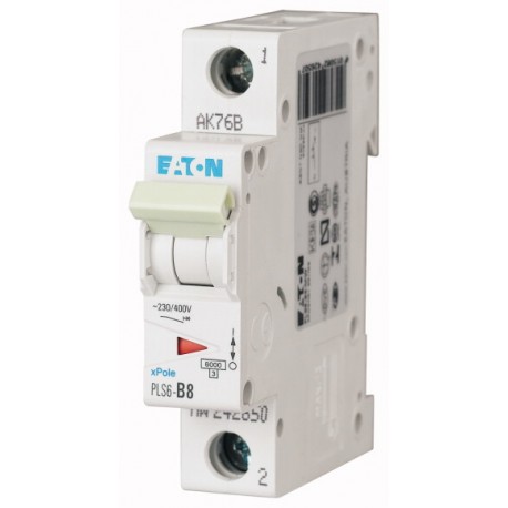 Eaton-moeller PLS6-D8-MW EATON ELECTRIC Over current switch, 8A, 1p, type D characteristic
