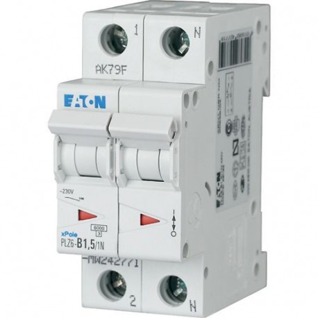 Eaton-moeller PLZ6-B1,5/1N-MW EATON ELECTRIC Over current switch, 1, 5 A, 1pole+N, type B characteristic