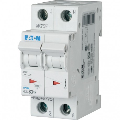 Eaton-moeller PLZ6-B3/1N-MW EATON ELECTRIC Over current switch, 3A, 1pole+N, type B characteristic