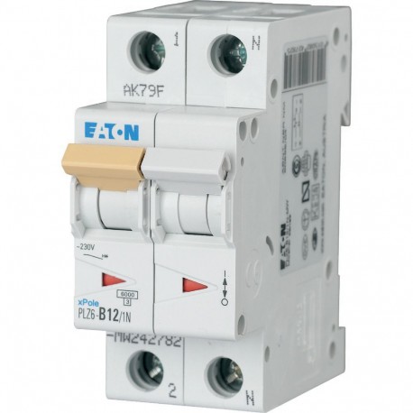Eaton-moeller PLZ6-B12/1N-MW EATON ELECTRIC Over current switch, 12A, 1pole+N, type B characteristic