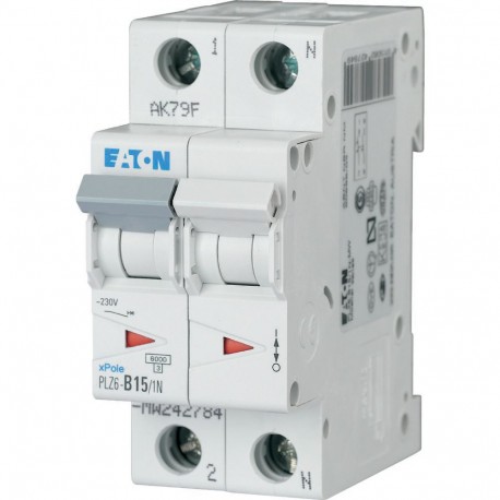 Eaton-moeller PLZ6-B15/1N-MW EATON ELECTRIC Over current switch, 15A, 1pole+N, type B characteristic