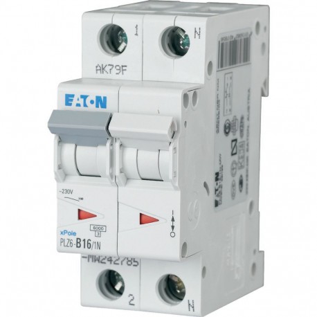 Eaton-moeller PLZ6-B16/1N-MW Y7-242785 EATON ELECTRIC Over current switch, 16A, 1pole+N, type B characteristic