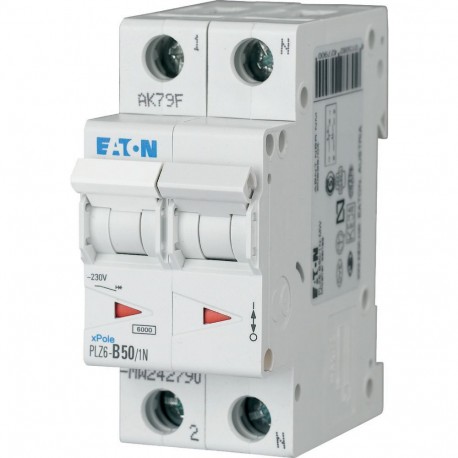 Eaton-moeller PLZ6-B50/1N-MW Y7-242790 EATON ELECTRIC Over current switch, 50A, 1pole+N, type B characteristic