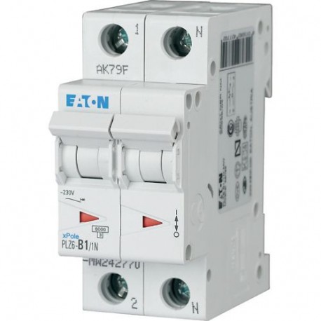 Eaton-moeller PLZ6-C0,5/1N-MW EATON ELECTRIC Over current switch, 0, 5 A, 1pole+N, type C characteristic