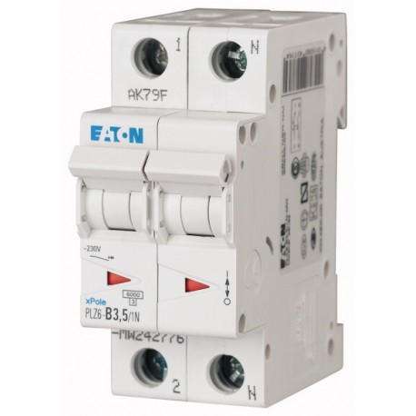 Eaton-moeller PLZ6-C3,5/1N-MW EATON ELECTRIC Over current switch, 3, 5 A, 1pole+N, type C characteristic