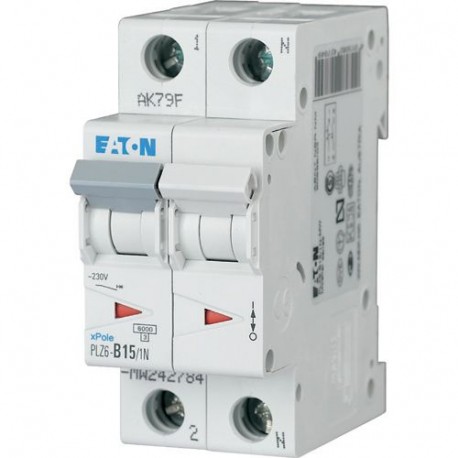 Eaton-moeller PLZ6-C15/1N-MW EATON ELECTRIC Over current switch, 15A, 1pole+N, type C characteristic