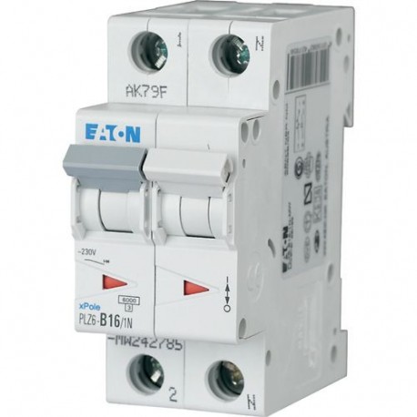 Eaton-moeller PLZ6-C16/1N-MW Y7-242811 EATON ELECTRIC Over current switch, 16A, 1pole+N, type C characteristic