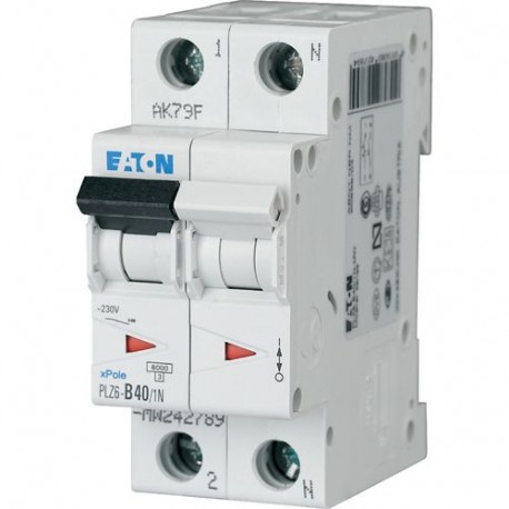Eaton-moeller PLZ6-C40/1N-MW Y7-242815 EATON ELECTRIC Over current switch, 40A, 1pole+N, type C characteristic