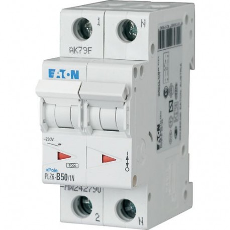 Eaton-moeller PLZ6-C50/1N-MW Y7-242816 EATON ELECTRIC Over current switch, 50A, 1pole+N, type C characteristic