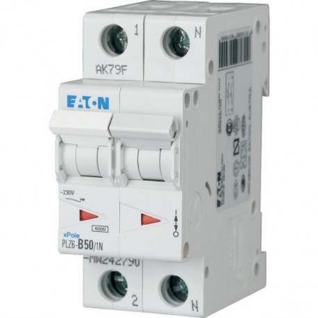 Eaton-moeller PLZ6-C63/1N-MW Y7-242817 EATON ELECTRIC Over current switch, 63A, 1pole+N, type C characteristic