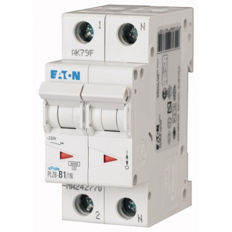 Eaton-moeller PLZ6-D0,5/1N-MW EATON ELECTRIC Over current switch, 0, 5 A, 1pole+N, type D characteristic