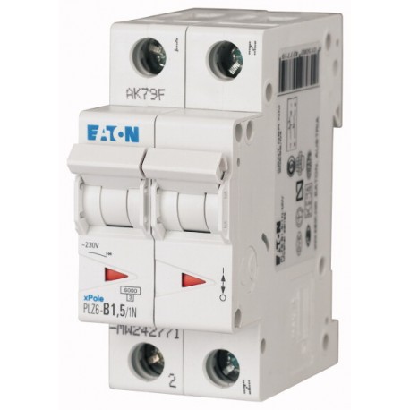 Eaton-moeller PLZ6-D1,5/1N-MW EATON ELECTRIC Over current switch, 1, 5 A, 1pole+N, type D characteristic