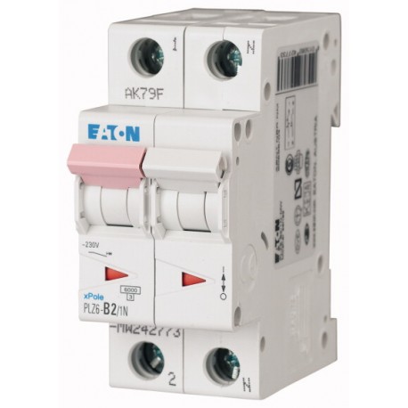 Eaton-moeller PLZ6-D2/1N-MW EATON ELECTRIC Over current switch, 2A, 1pole+N, type D characteristic