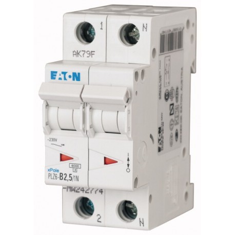 Eaton-moeller PLZ6-D2,5/1N-MW EATON ELECTRIC Over current switch, 2, 5 A, 1pole+N, type D characteristic