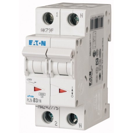 Eaton-moeller PLZ6-D3/1N-MW EATON ELECTRIC Over current switch, 3A, 1pole+N, type D characteristic