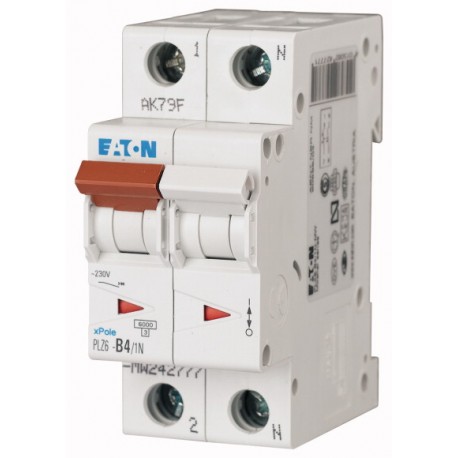 Eaton-moeller PLZ6-D4/1N-MW EATON ELECTRIC Over current switch, 4A, 1pole+N, type D characteristic