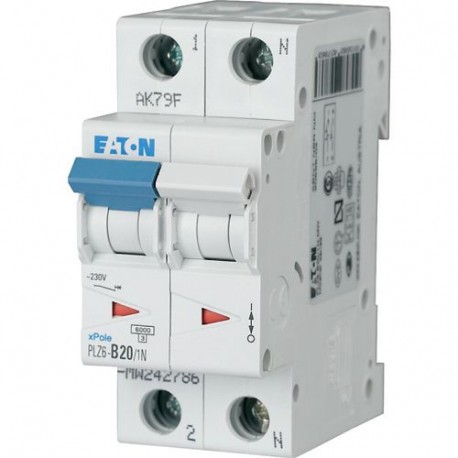Eaton-moeller PLZ6-D20/1N-MW Y7-242835 EATON ELECTRIC Over current switch, 20A, 1pole+N, type D characteristic
