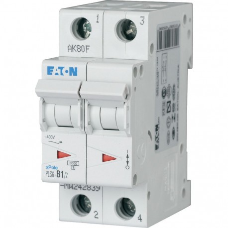 Eaton-moeller PLS6-B1/2-MW EATON ELECTRIC Over current switch, 1A, 2 p, type B characteristic